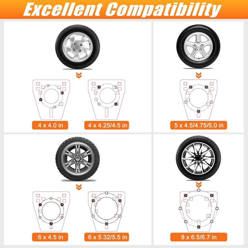 Lusheer Stake Pocket Spare Tire Carrier,Trailer Spare Tire Mount,Fits Most 4 & 5 & 6 & 8 Lugs Wheels on 4",4.25", 4.5'', 4.75'', 5", 5.32",5.5",6.5" or 6.7" Bolt Patterns,Heavy Duty Powder Coat - Image 3